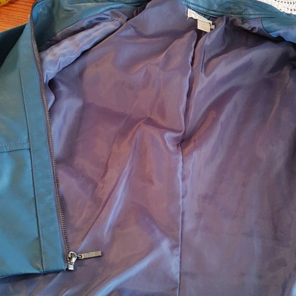 Christopher & Banks Teal Vegan Zip Front Jacket SP - Picture 9 of 11